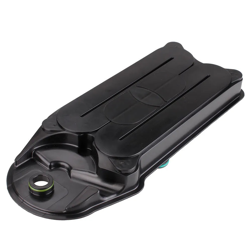 Black automotive crankcase ventilation filter for Ram trucks with 6.7L Cummins diesel engine