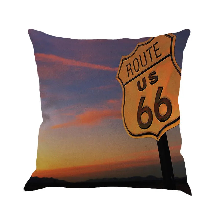 European style linen cushion cover with landscape pattern in one of six colour options