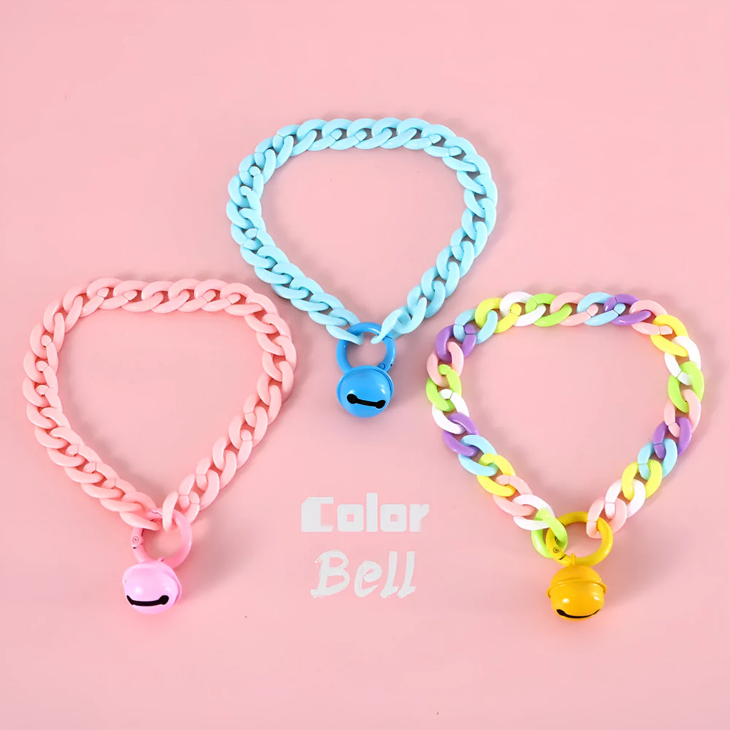 Adjustable plastic pet collar in macaron candy colours of blue, pink and mixed for cats and small dogs.