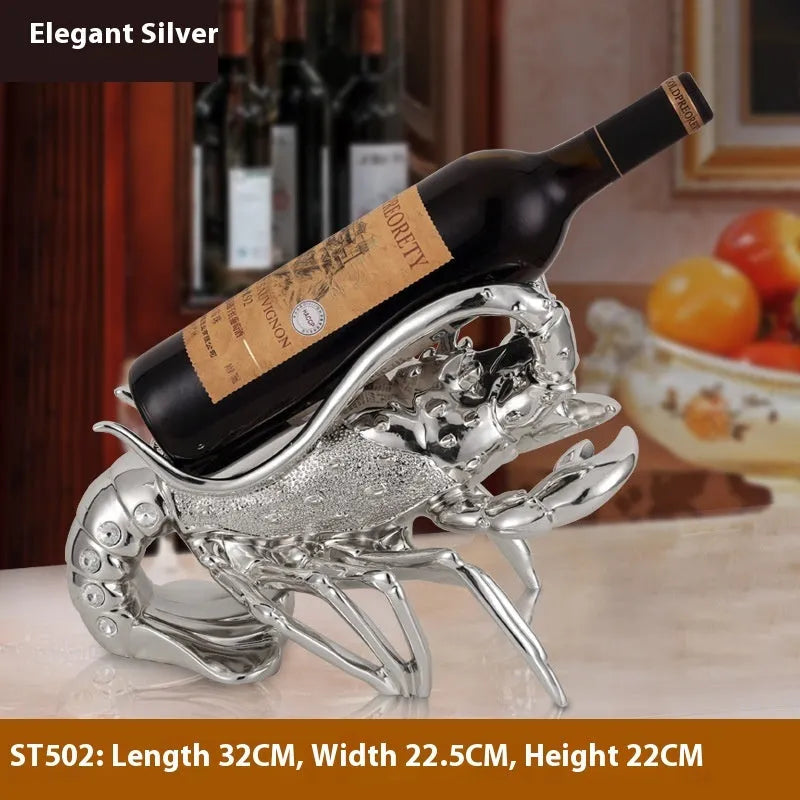 Lobster wine rack ornament in natural resin with rose gold or elegant silver finish