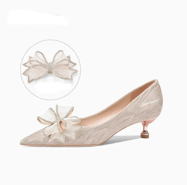 Champagne gold sequined women's pumps with stiletto heel in three height options for formal events