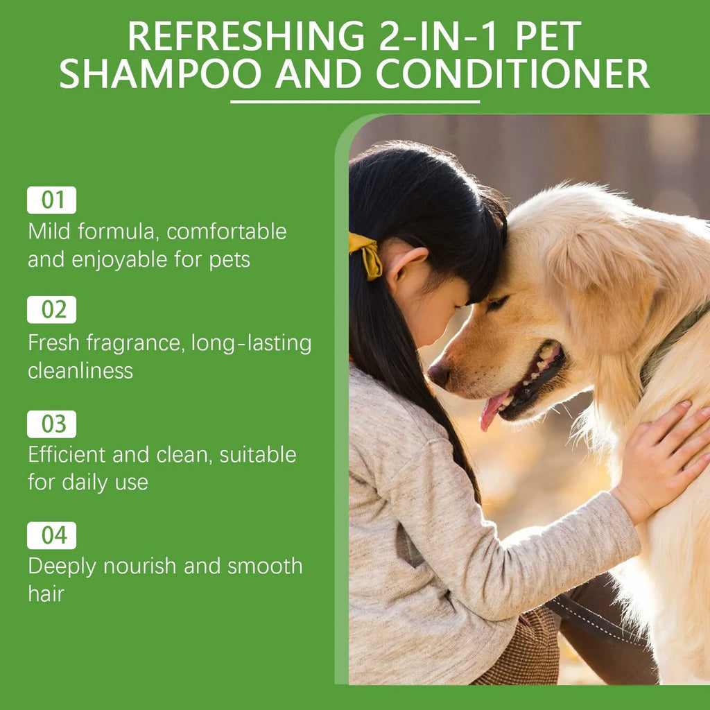 100ml pet 2-in-1 shampoo bottle with watermelon and coconut extracts for dogs and cats