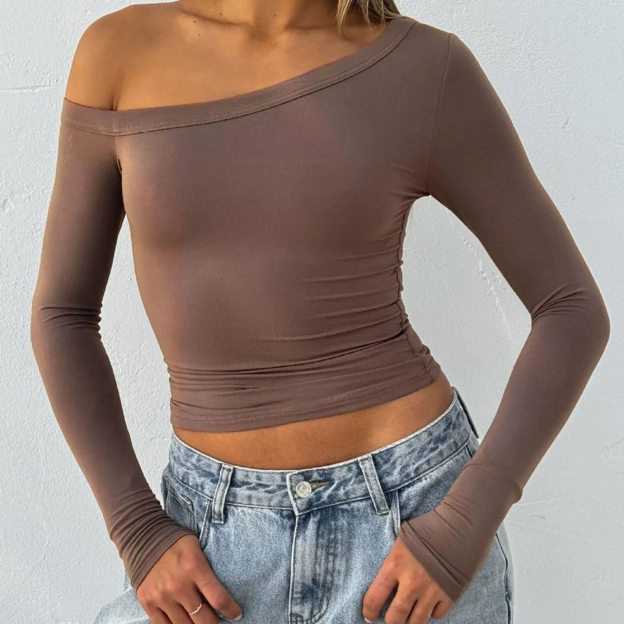 Women's slim fit knitted cardigan in solid colour with long sleeves and shoulder strap detailing