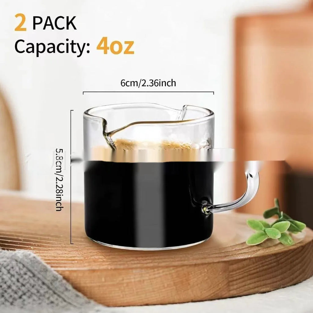 White transparent glass double-mouth coffee cup with modern simple design