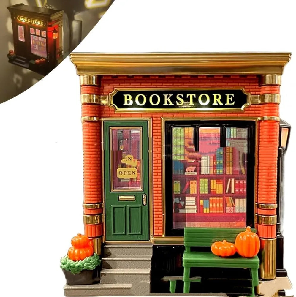 Cartoon house-shaped resin night light ornament with a US plug for Christmas decoration and gifting.