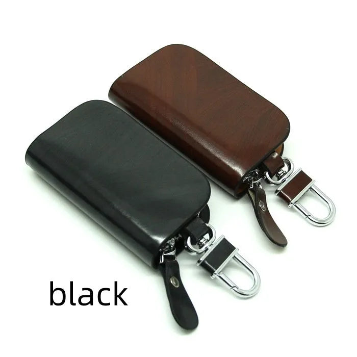 Soft cowhide leather car key case with frosted finish in black or brown colour
