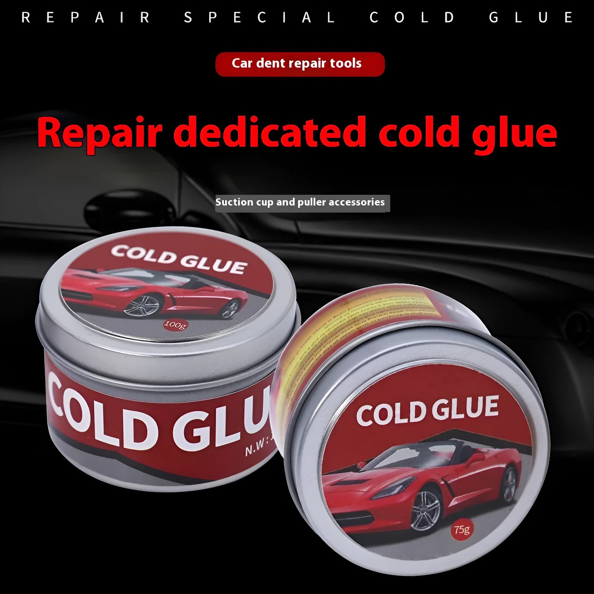 Automobile depression repair cold glue container for car body dent removal