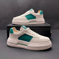Unisex leisure shoes with cloth upper and rubber foam sole in white-green colour combination