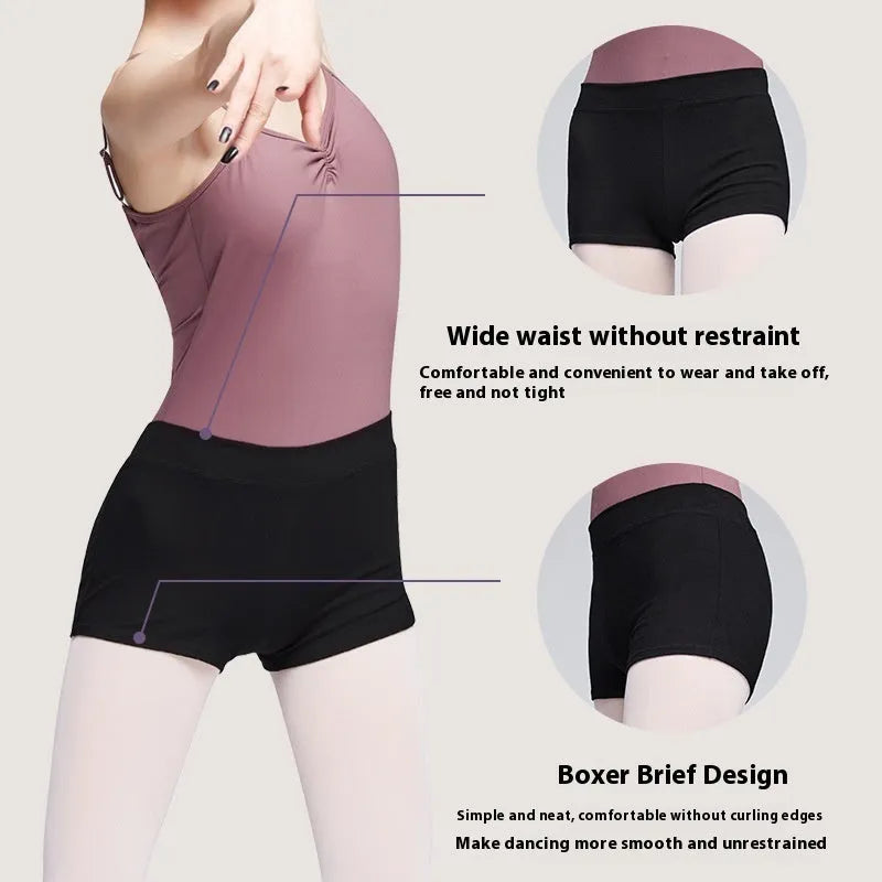 Women's black cotton ballet practice shorts for dance and fitness