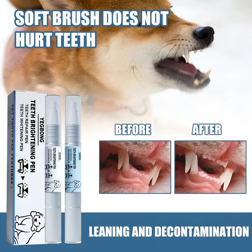Yegbong pet teeth whitening pen and dental brush kit for dogs and cats