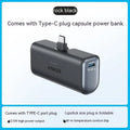 Capsule-shaped 5000mAh power bank in various colours showing Type-C port and foldable C head