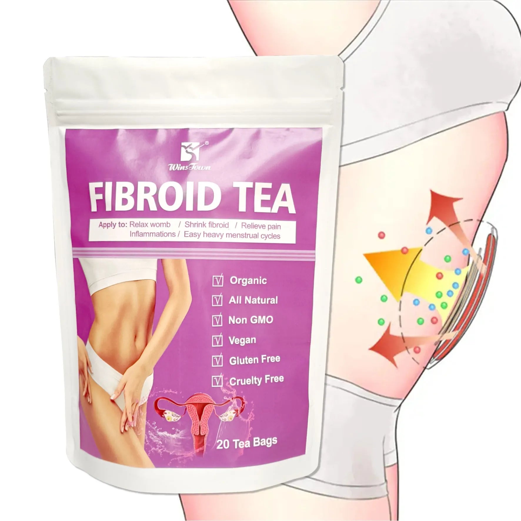 One pack of herbal fibroid support tea bag with cold extract craft.