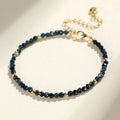 Blue tourmaline 3mm beaded bracelet with spacer beads in women's advanced style