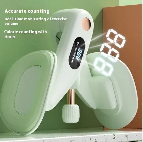 Gray pelvic floor muscle training device with digital counter display on ABS plastic body