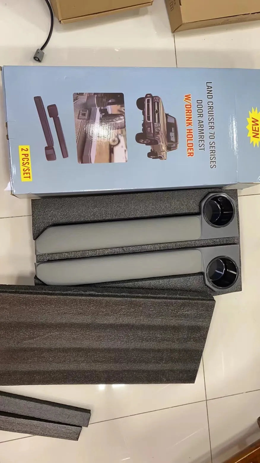 Grey car armrest door ring frame handrail with magnetic suction, 288mm, set of 2 pieces for vehicle door support