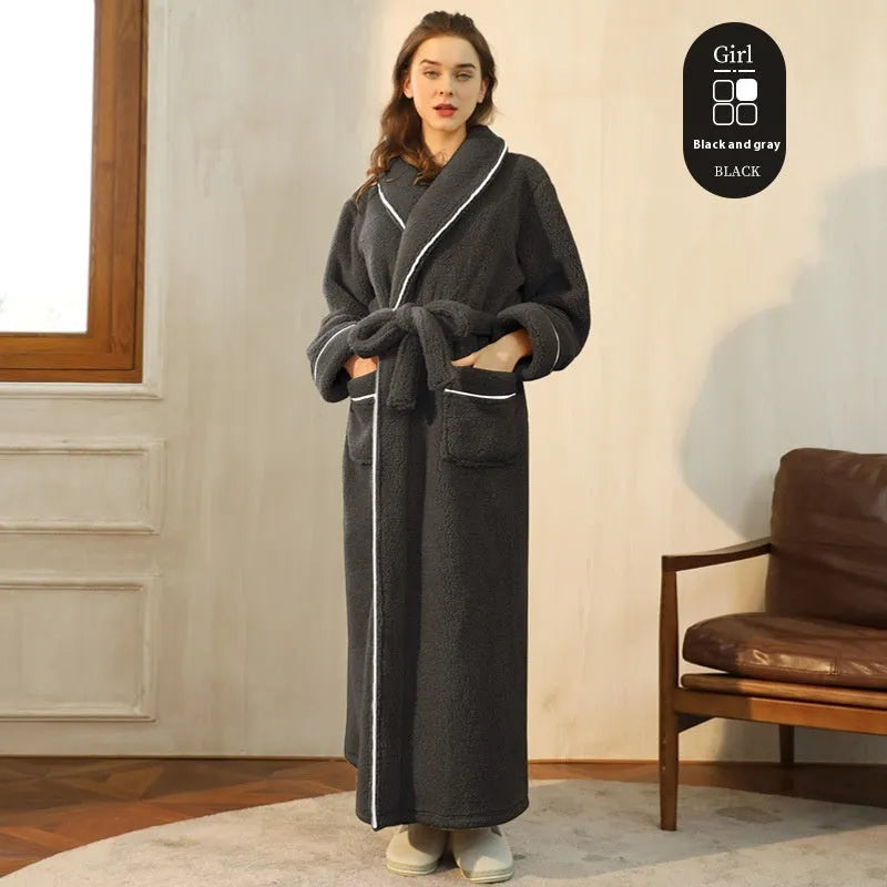 Super-thickened polyester flannel couple's winter nightgown in plus sizes with multiple colour options.