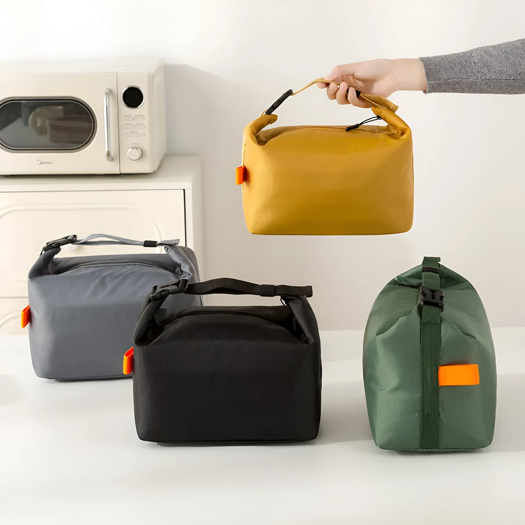 Japanese style insulated lunch bag in Oxford cloth, shown in Army Green colour