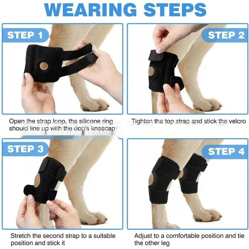 Black dog leg guard for ACL rehabilitation and joint protection in multiple sizes