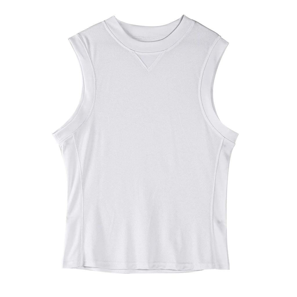 Summer fitness vest in white or black with loose fit and quick-dry properties