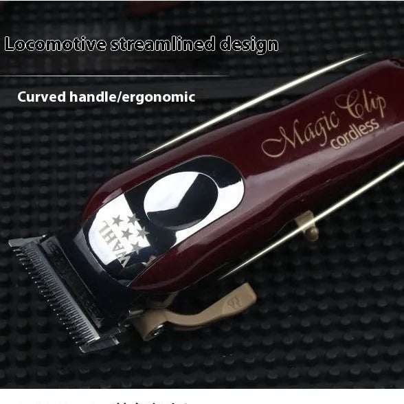 Charging hair clipper set with stainless steel cutter heads and EU, UK, US plug adaptors for adults and children