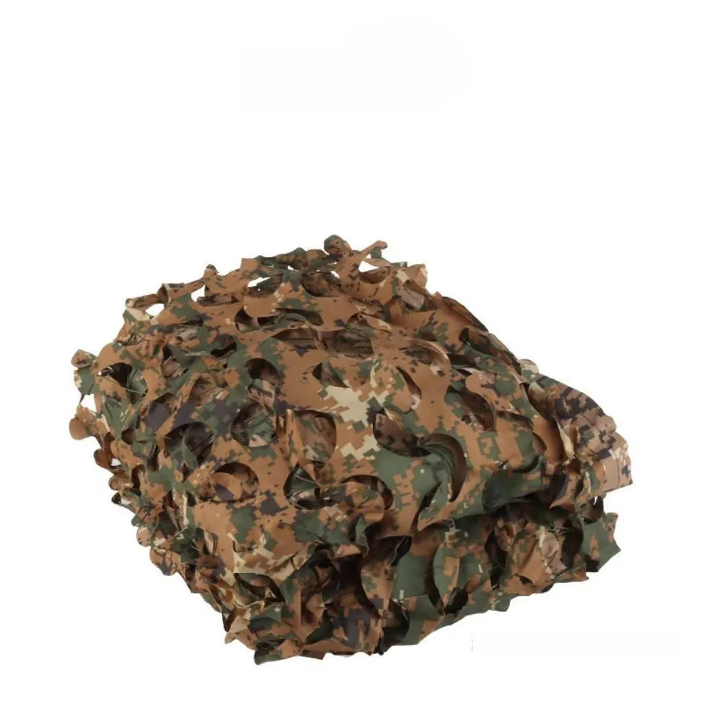 Green camouflage net cover set showing different patterns for desert, woodland, and snow environments.