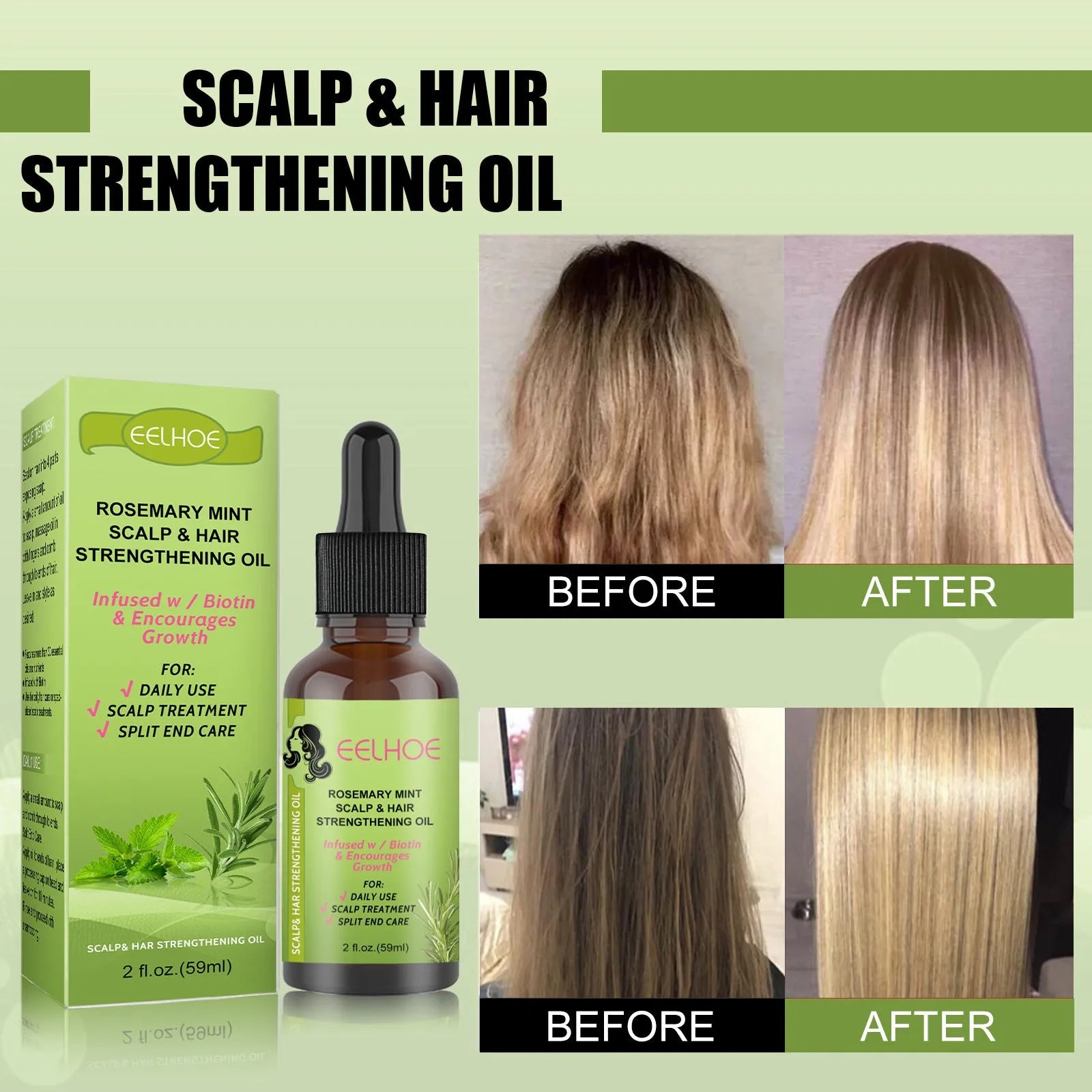 59ml bottle of rosemary mint hair growth fluid scalp treatment oil