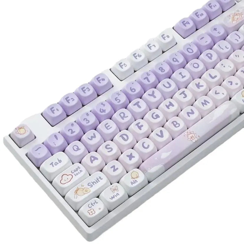 PBT gradient purple rabbit keycap set for mechanical keyboards with Coeco custom design