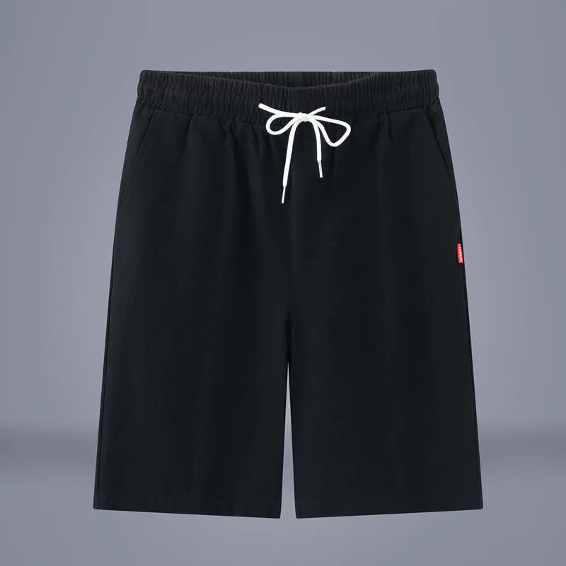 Chinese-style solid colour cropped trousers in cotton linen fabric with drawstring mid-waist