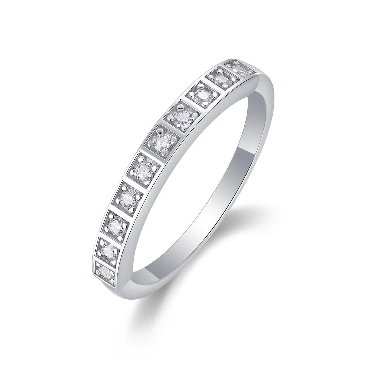 Moissanite wedding ring set S925 silver platinum plated with GRA certificate in gift box