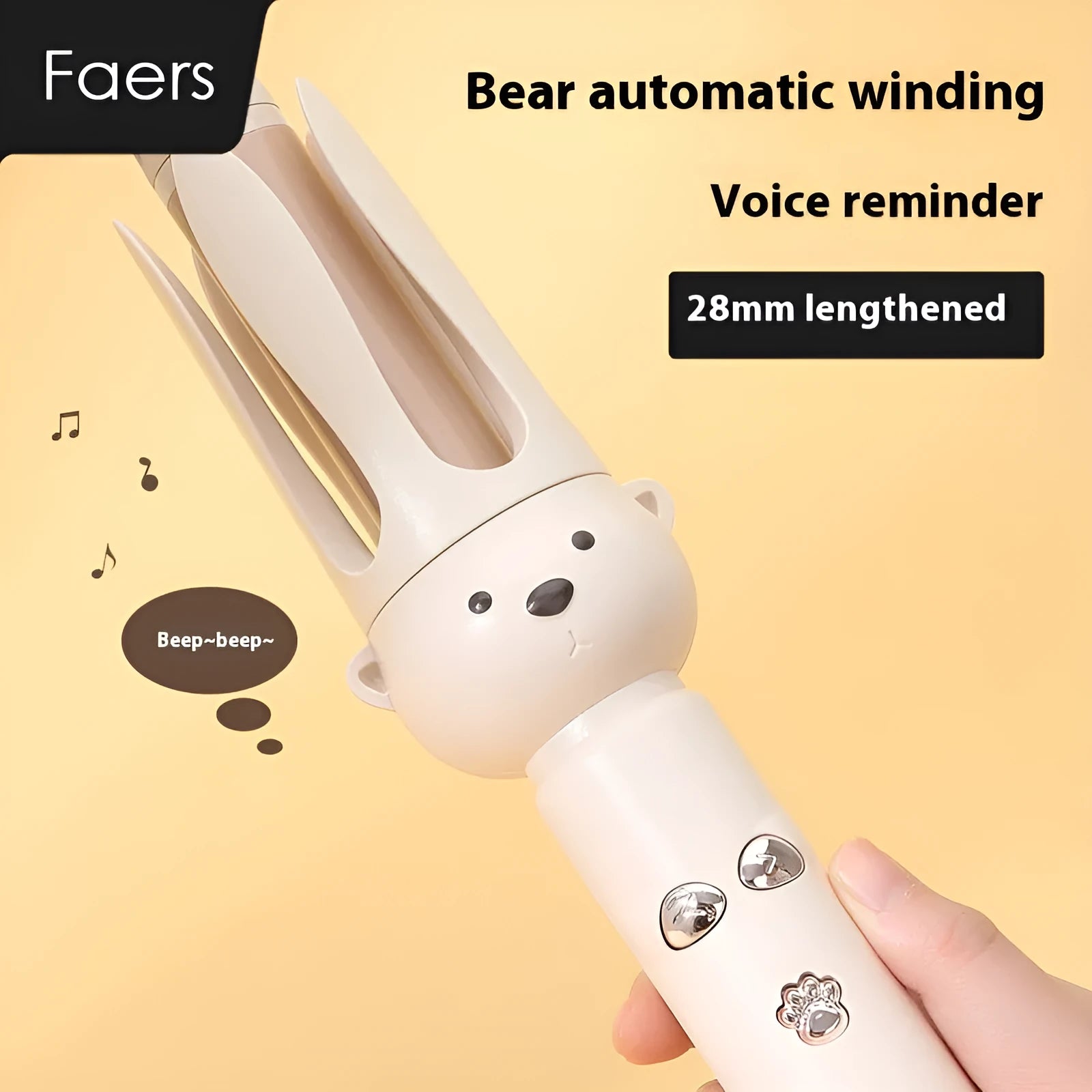 Beige anion automatic hair curler with FS-H208 negative ion technology and hair stick