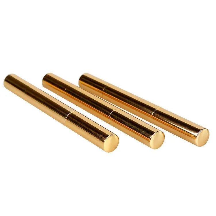 Gold aluminium teeth whitening pen with plastic brush applicator tip and 2ml gel capacity