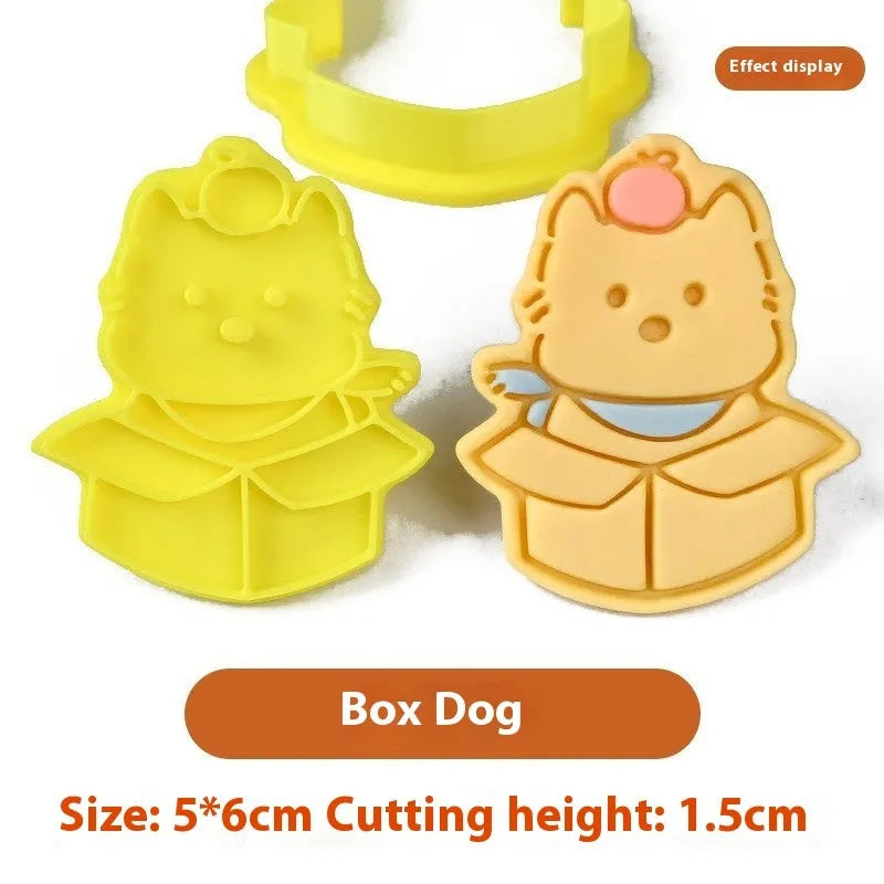Three-dimensional plastic biscuit mould with dog cartoon designs for pressed cookies