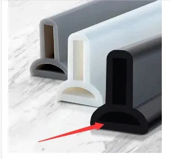 Flexible TPE bathroom water blocking strip in black, white, or grey colours for shower room wet-dry separation