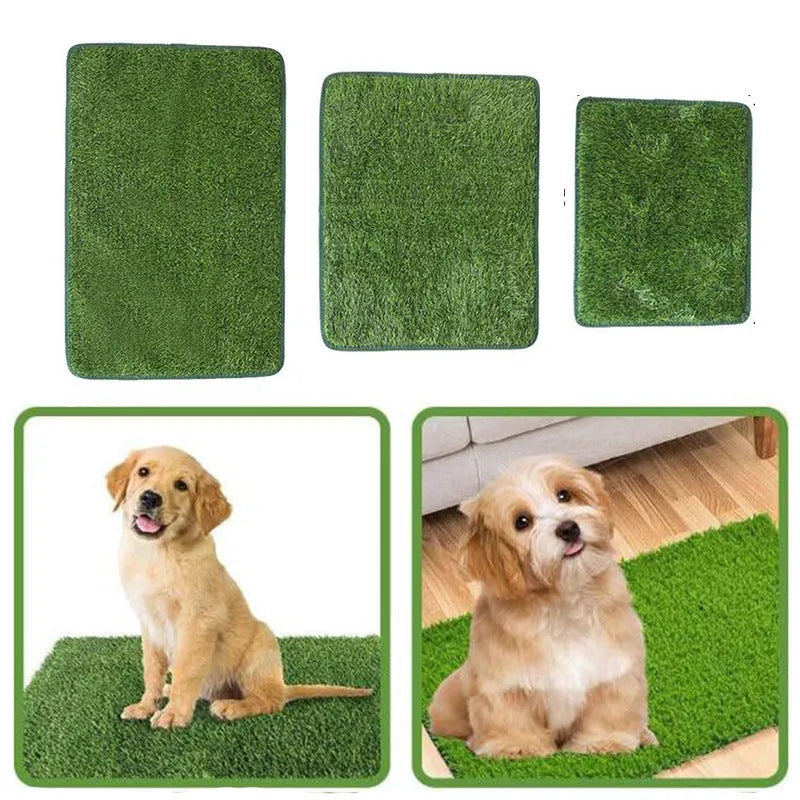 Green washable dog turf training pad with plastic grass on rubber base
