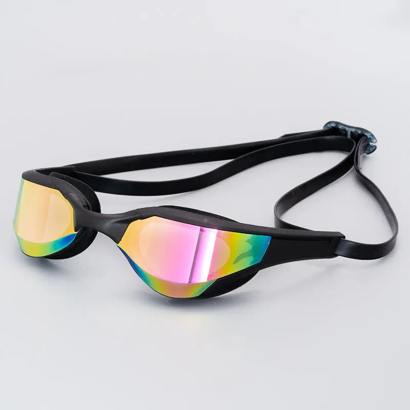 Racing HD anti-fog waterproof swimming glasses with silicone rubber and polycarbonate PC construction