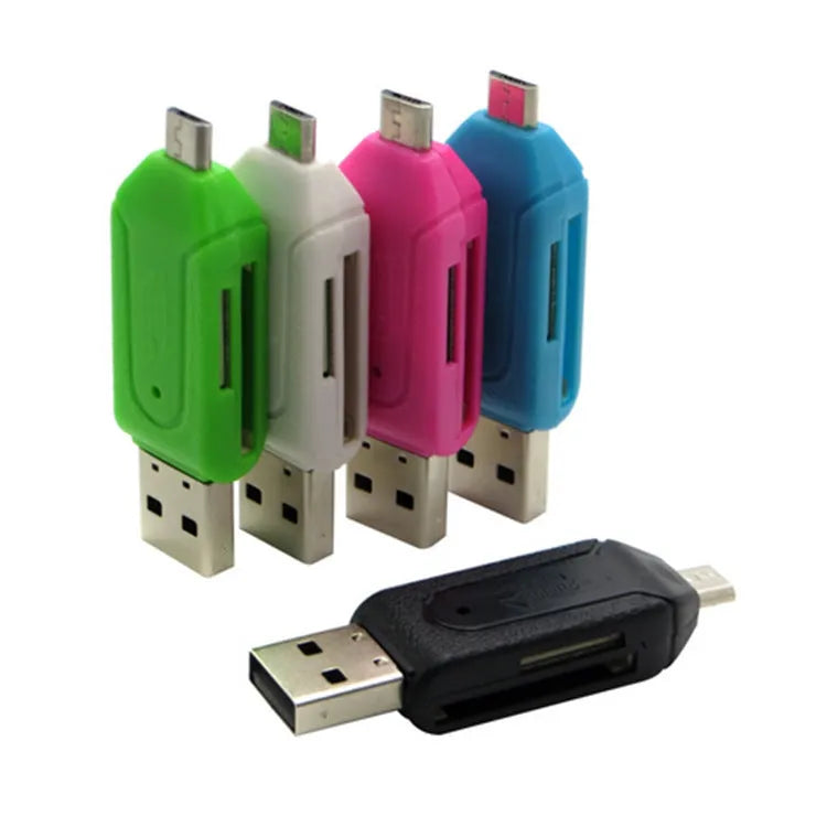 USB 2.0 OTG card reader with micro USB connector for Android phones and computers in five colours