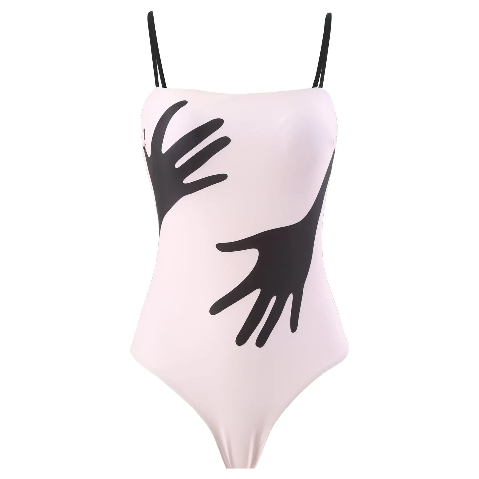 Women's patterned one-piece bikini swimsuit with attached tulle skirt in polyester fabric