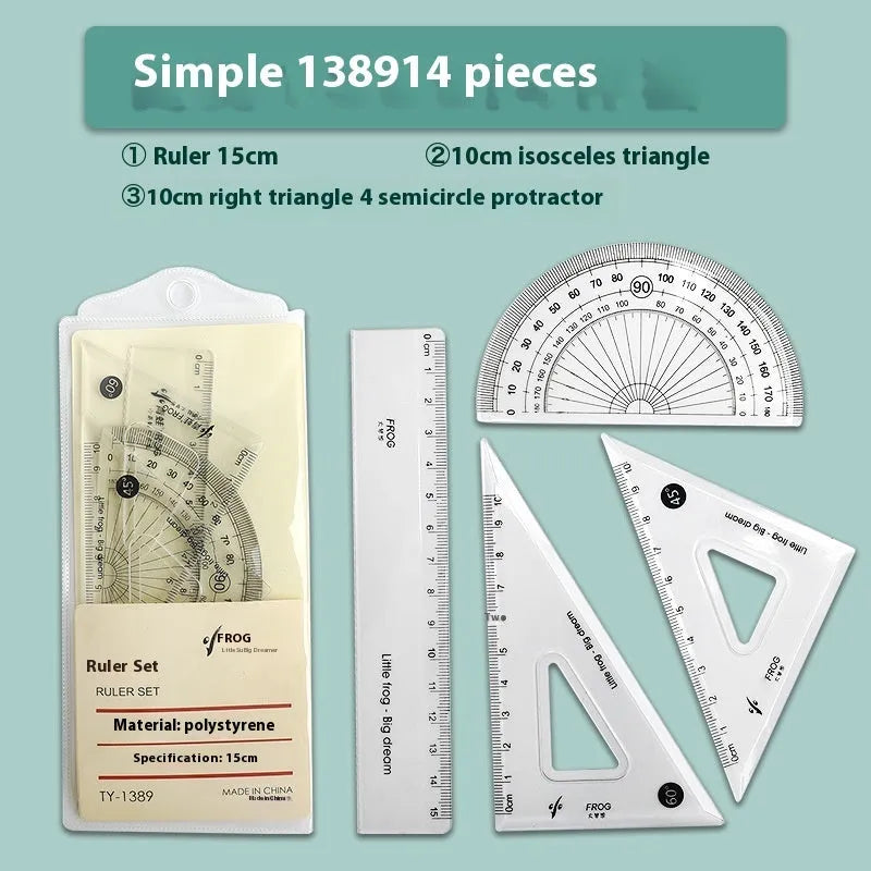 Youpai transparent acrylic drawing ruler set with square protractor on a technical drawing.