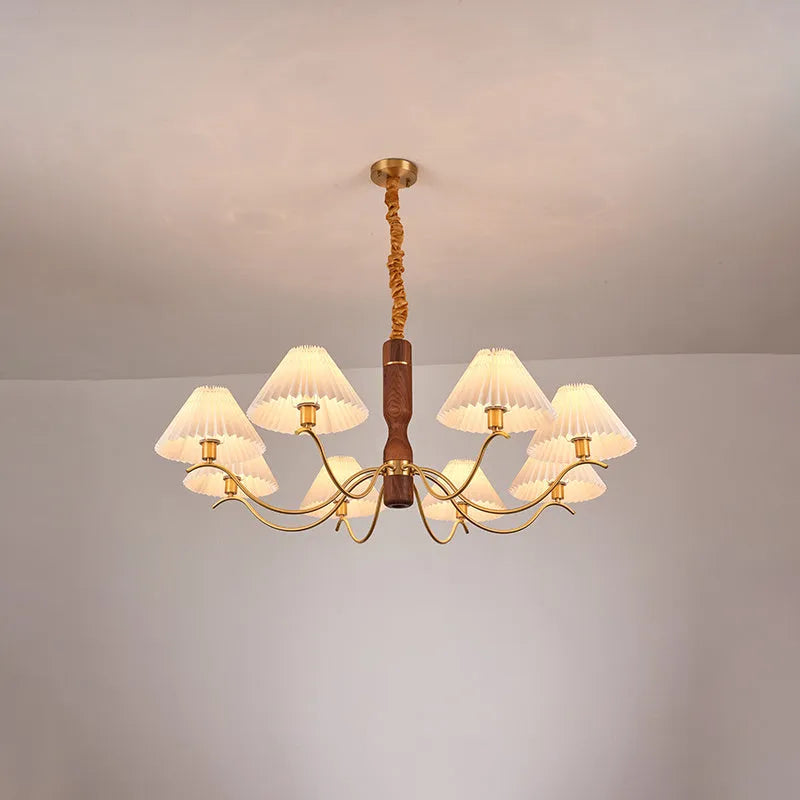 American retro style wall lamp with fabric shade on solid rubber wood mount