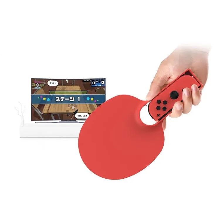 Pair of blue and red ABS Joy Con racket grips for Nintendo Switch table tennis game
