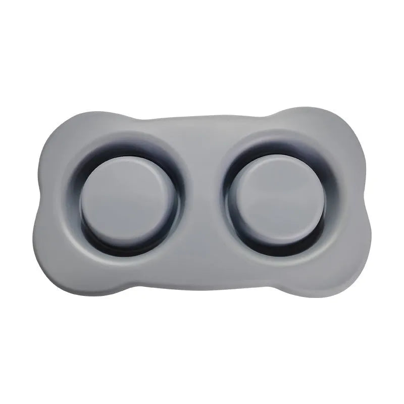 Large silicone double dog bowl with stainless steel insert in multiple colour options