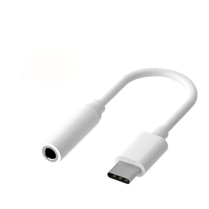 Type-C to 3.5mm headphone adapter cable in black with dual ports