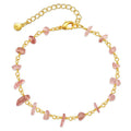 Women's irregular natural gravel turquoise bracelet with geometric shape and crystal elements in 18K copper