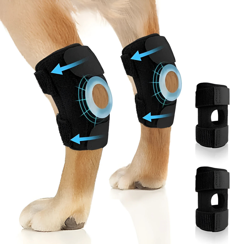 Black dog leg guard for ACL rehabilitation and joint protection in multiple sizes