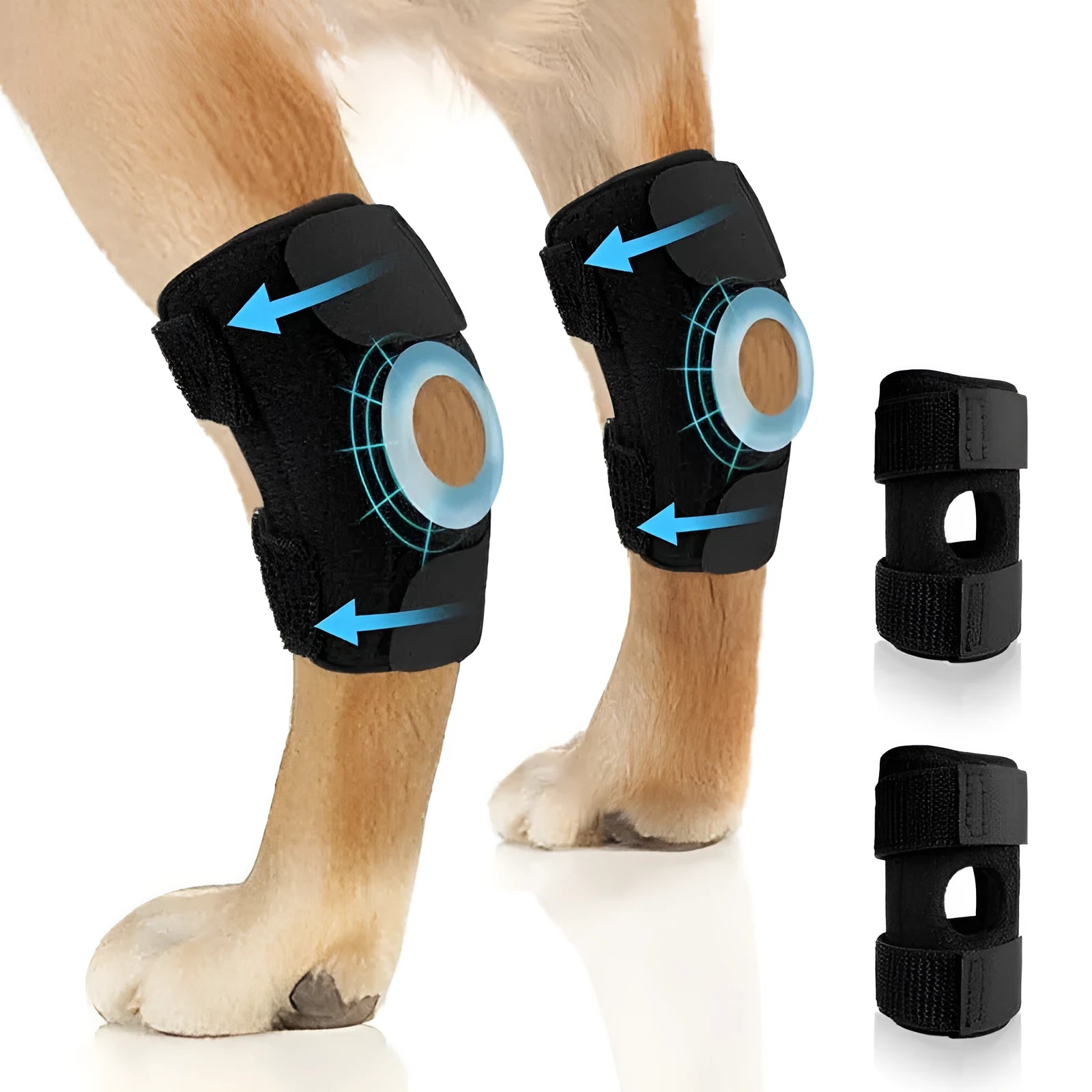 Black dog leg guard for ACL rehabilitation and joint protection in multiple sizes