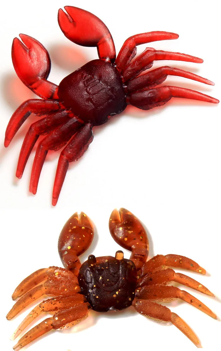8cm PVC soft plastic crab fishing lure in red and brown colour variations