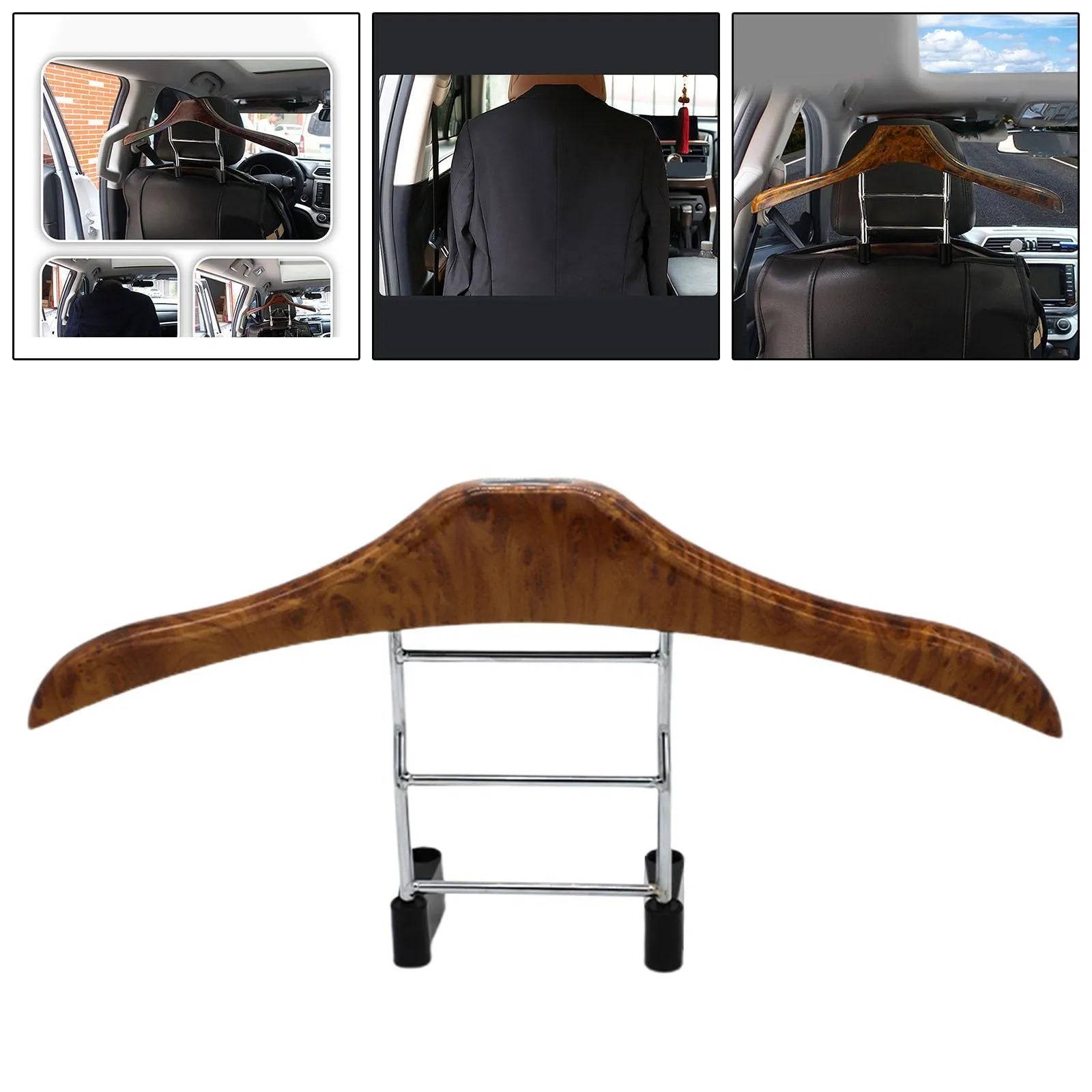 Wood yellow car clothes hanger with stainless steel frame for suits and shirts