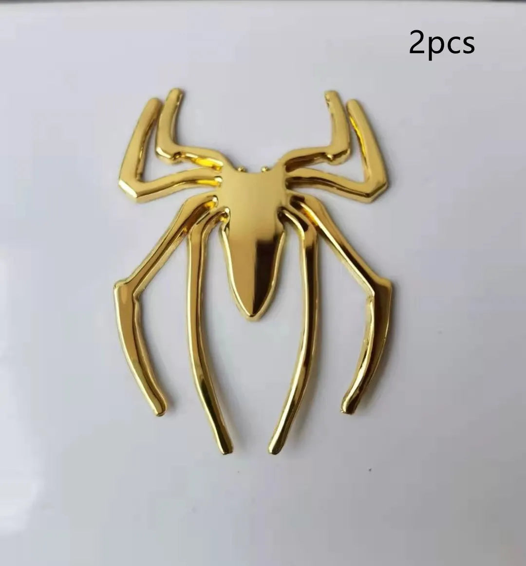 Three-dimensional zinc alloy metal spider sticker for car bumpers in gold colour