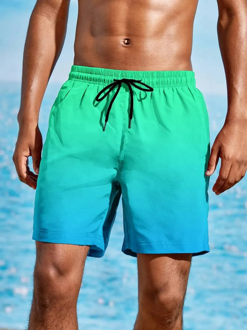 Men's gradient colour 3D digitally printed mesh sport shorts with micro-elastic fabric