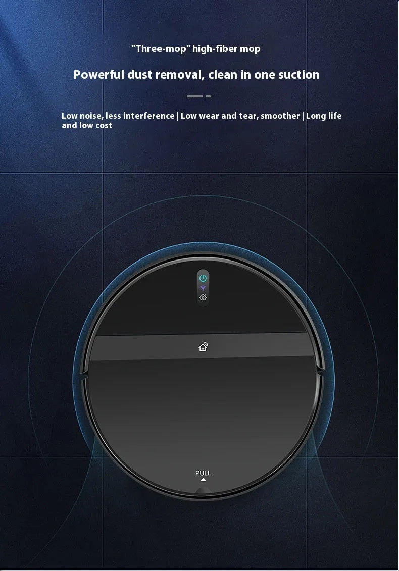 Automatic intelligent sweeping robot in black, 320x320x78mm, with 600ml dust capacity and brushless motor